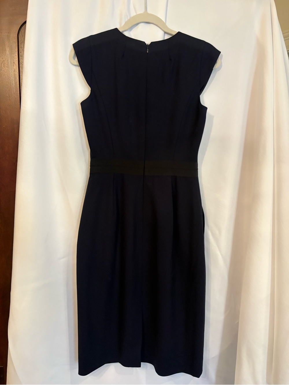 J CrewClassic Navy Cap-Sleeve Sheath Dress